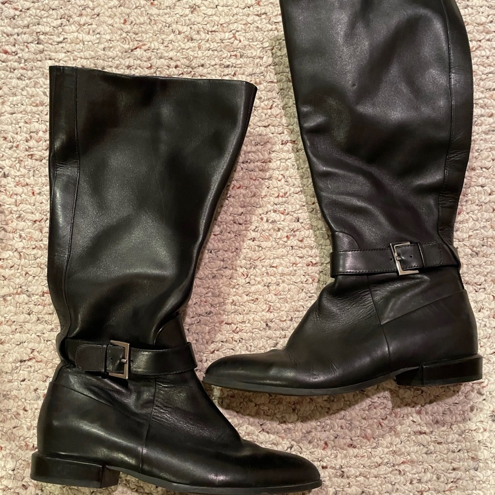 Nine West black leather riding boots women’s